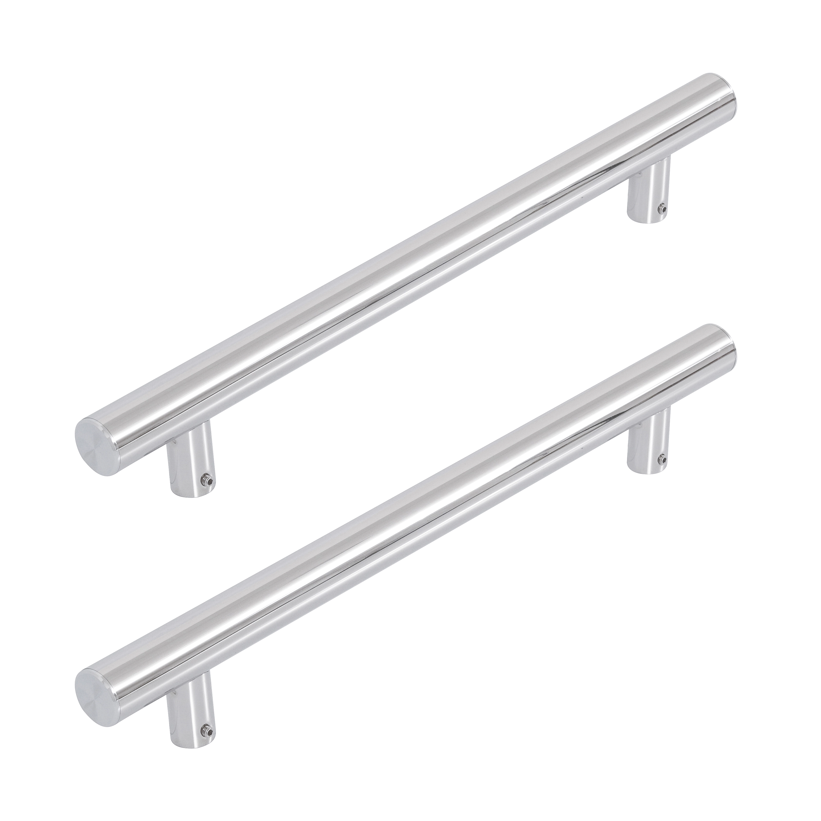 Puxador para Porta de Madeira e Vidro Tubular Reto 40cm Aço Inox Polido