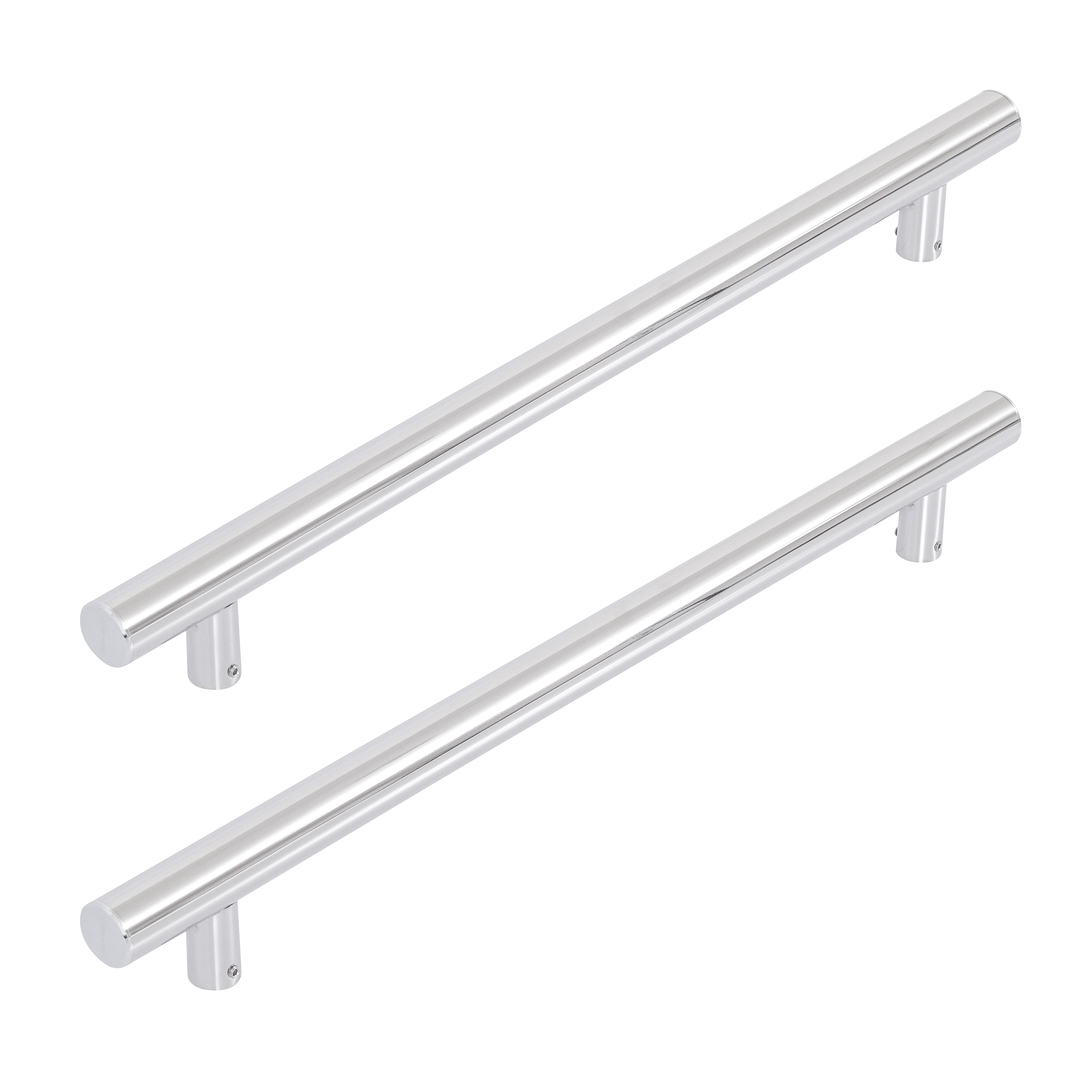 Puxador para Porta de Madeira e Vidro Tubular Reto 50cm Aço Inox Polido