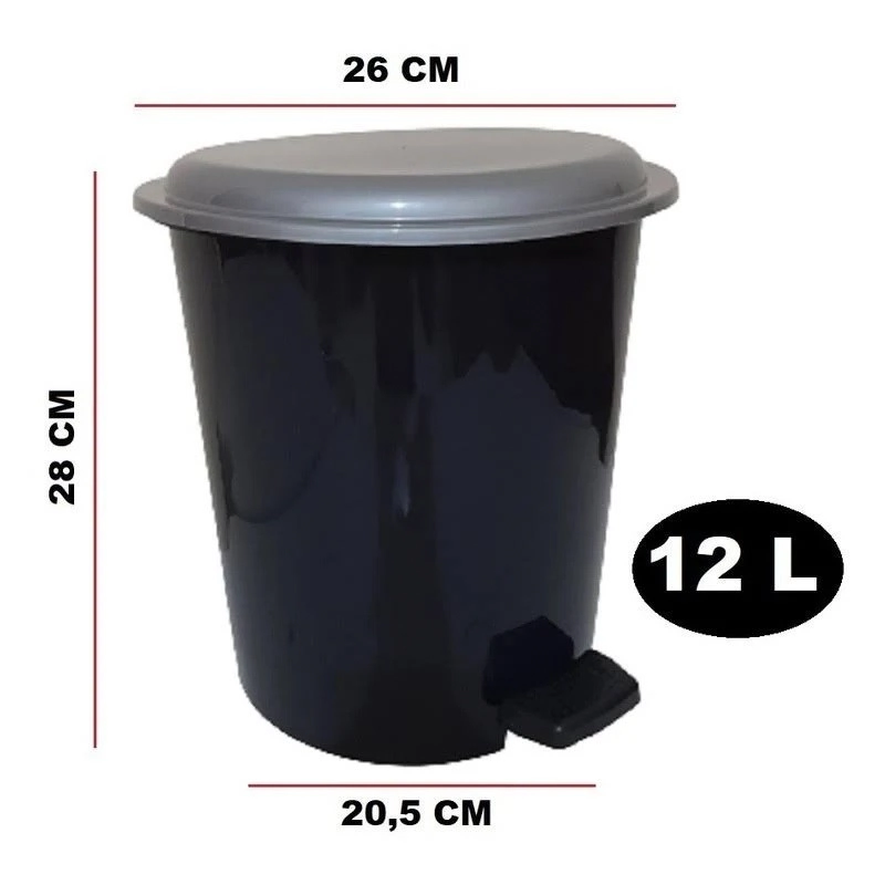 LIXEIRA 12L TAMPA PRATA ARQPLAST