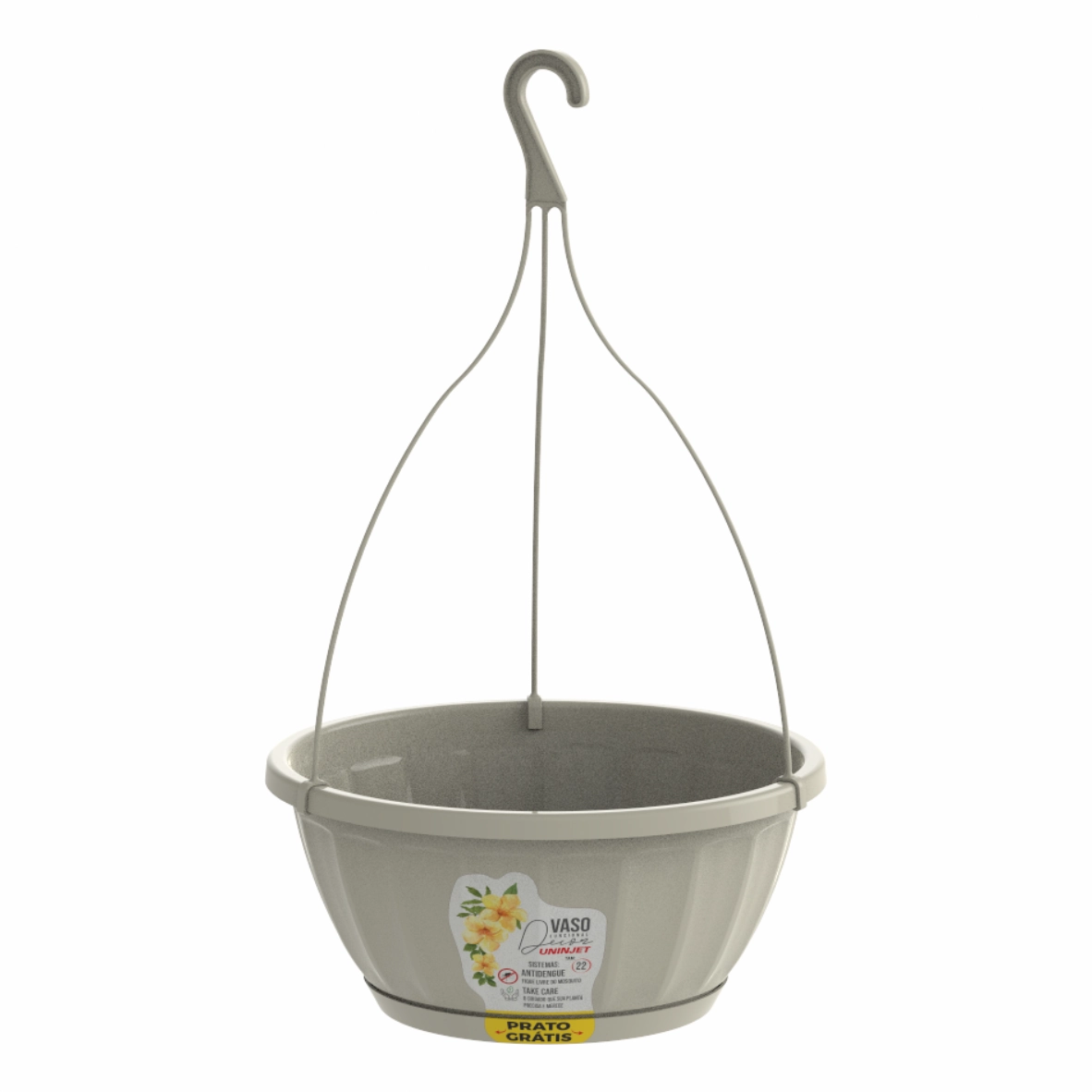 Vaso Cachepo Cuia Teto C Gancho N22 Pp Palha 1157 Uninjet