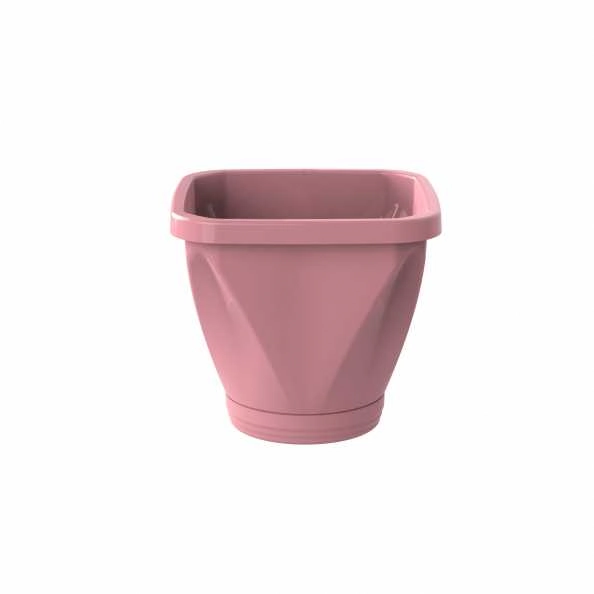 Vaso Quadrado Com Prato Rosa Uninjet