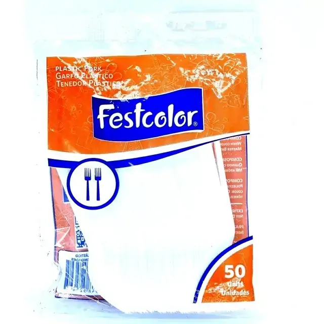 Garfo Festcolor Plastico Branco C/50