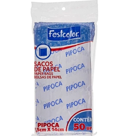 Saco Pipoca 7,5x14cm C/50 Festcolor