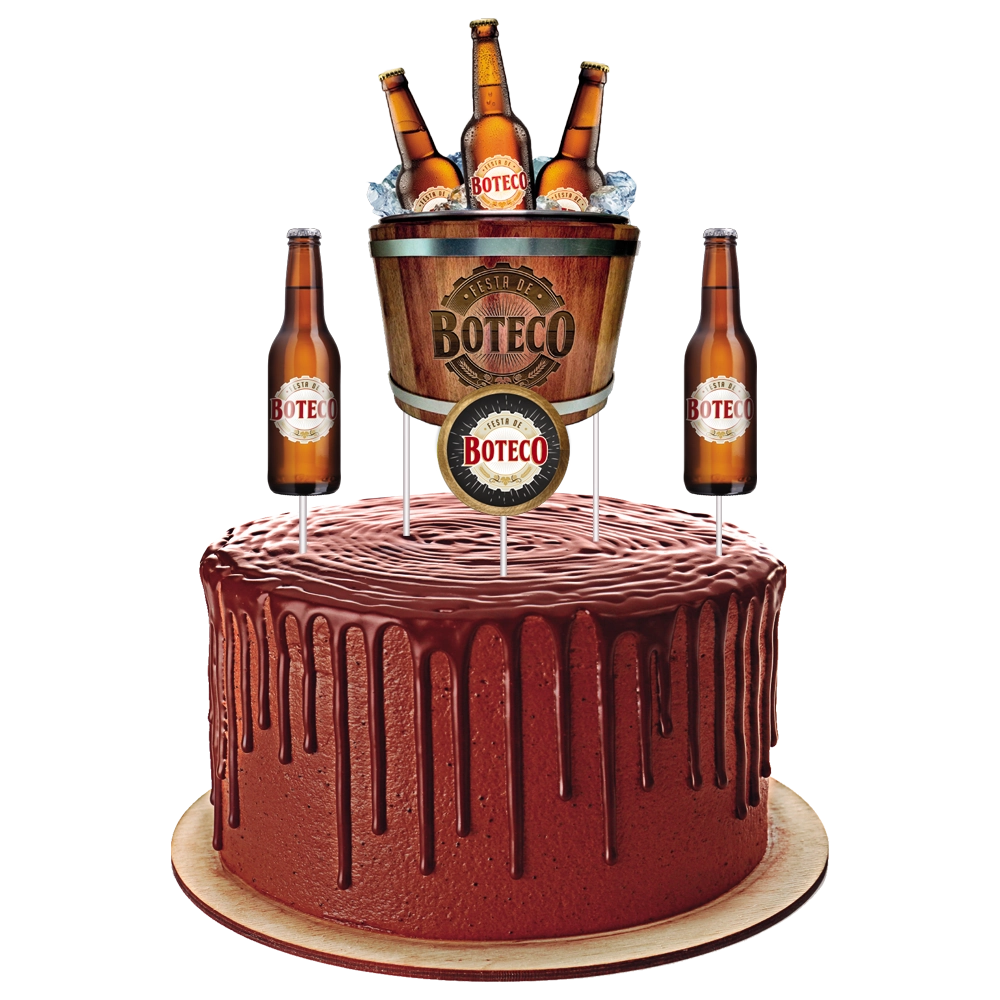 Topper P/bolo Boteco C/4 Festcolor