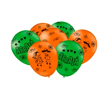 Balao Festa Junina Verde/laranja C/25 Festcolor