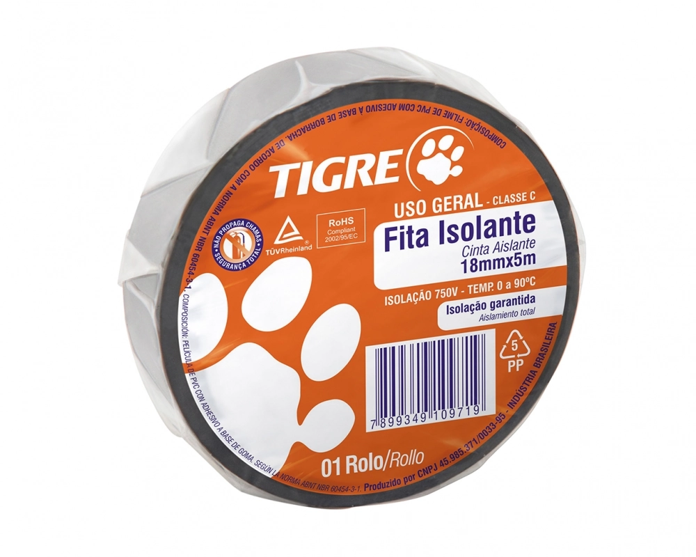 Fita Isolante Tigre Uso Geral 18mmx05m