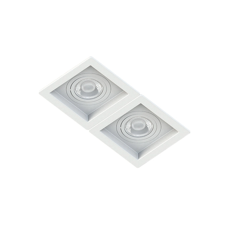 Spot Duplo Embutir Quadrado Recuado Branco Para Par30 E27