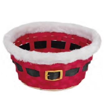 Cesta Red. Bambu C/cinto Noel Vrm/bco 23cm