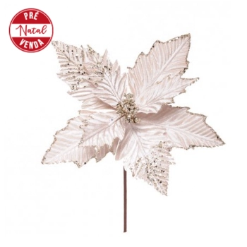 Flor Cabo Curto Poinsetia Nude 30cm Ref.1024963