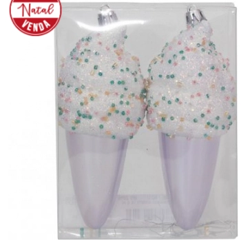 Enfeite Pendurar Sorvete Lilas 12cm C/2