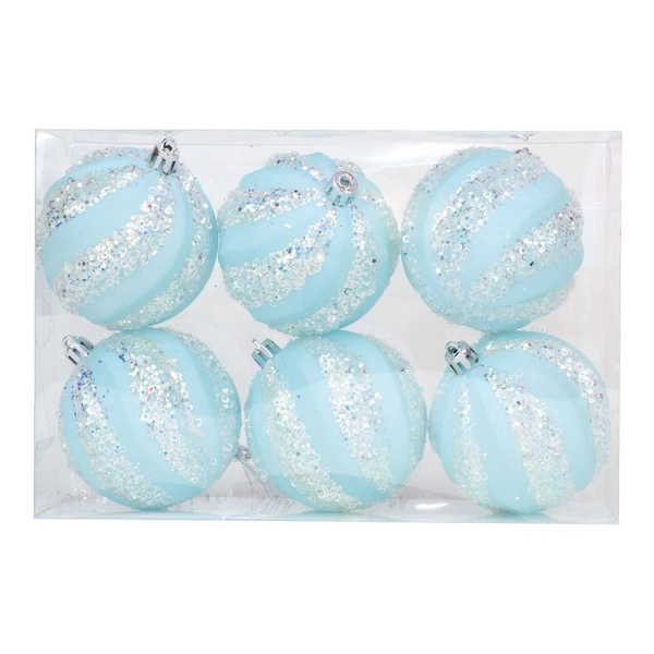 Bola Cromus Listra Glitter Azc 8cm Jg C/6 Pc