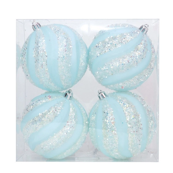 Bola Cromus Listra Glitter Azc 10cm Jg C/4 Pc