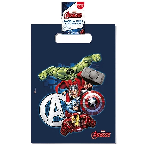 Jogo Sacola Presente Avengers Pt 22x31cm