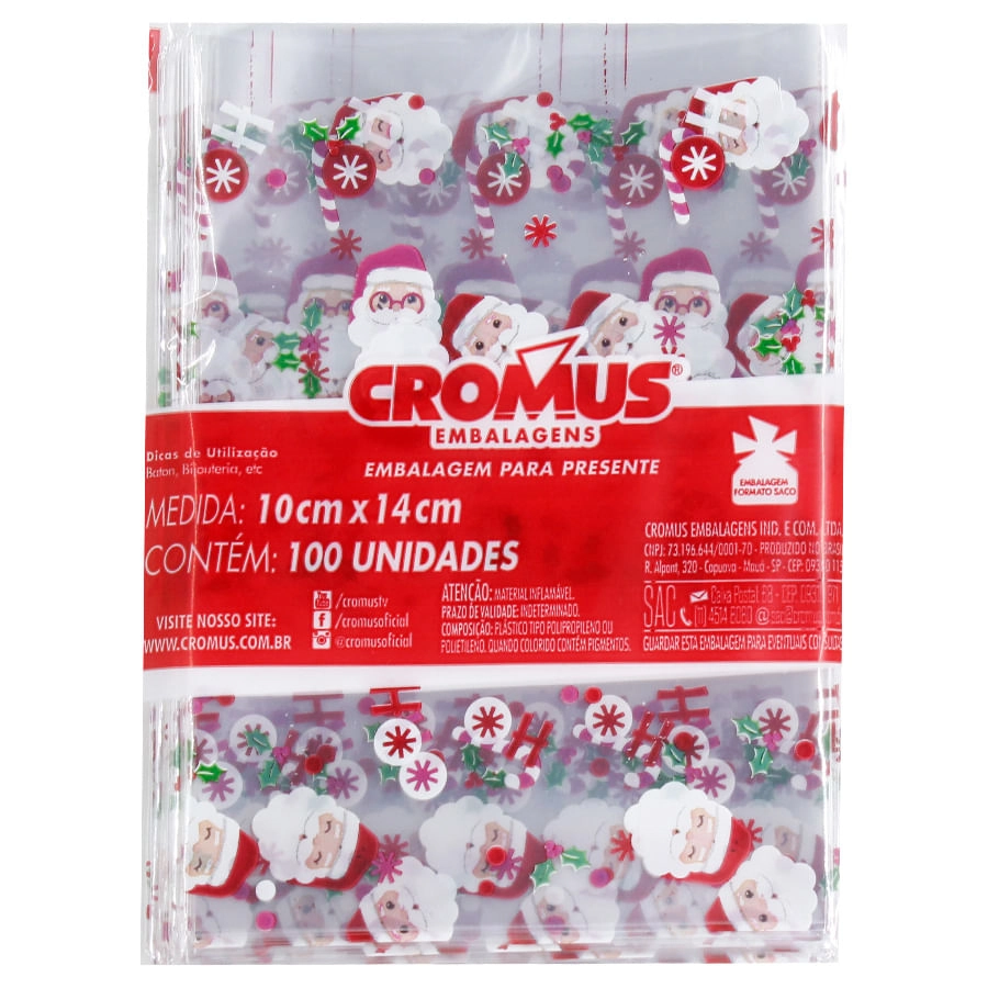 Saco Transp 10x14 Noel Chegou C.100 Un Cromus