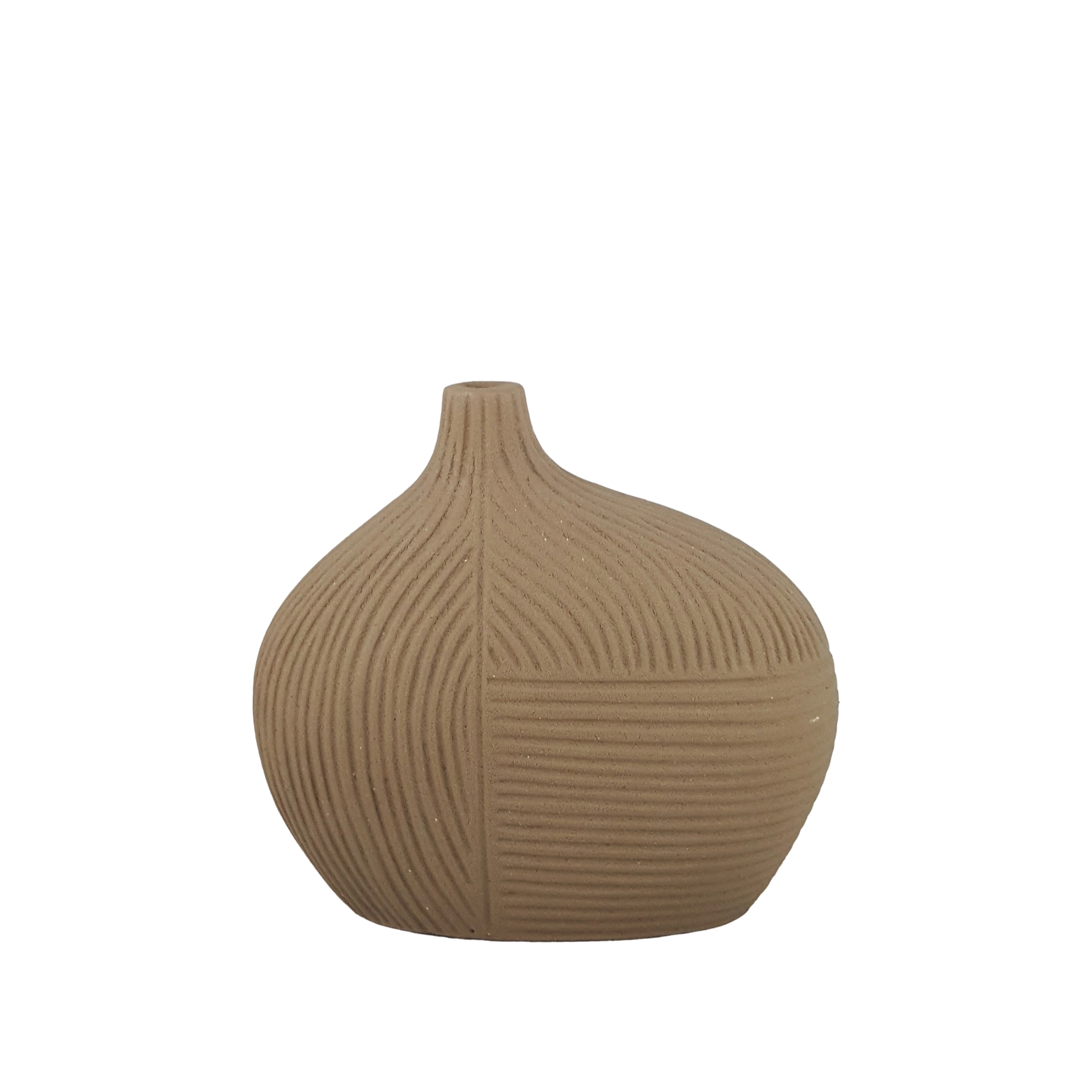 Vaso Ceramica Linhas Organicas Ii Marrom 17x18cm G5n6250 Buzzios
