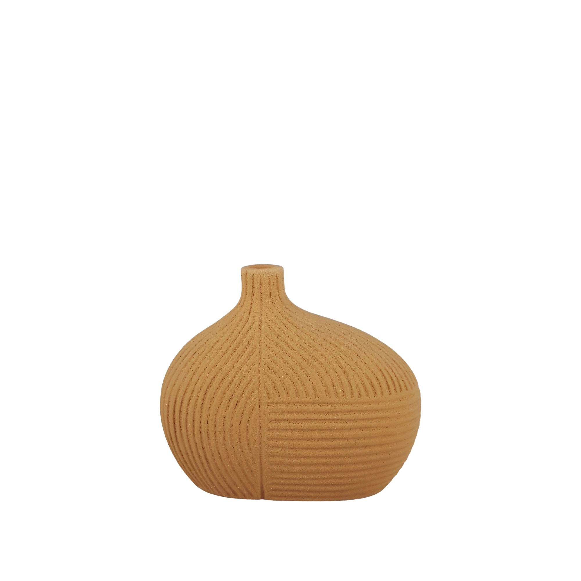Vaso Ceramica Linhas Organicas Iii Caramelo 13x16cm G4n6350 Buzzios