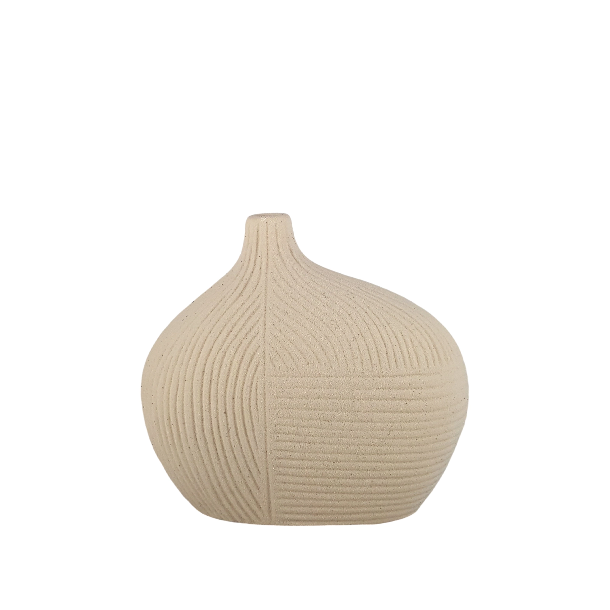 Vaso Ceramica Linhas Organicas Ii Bege 17x18cm G6n6250 Buzzios