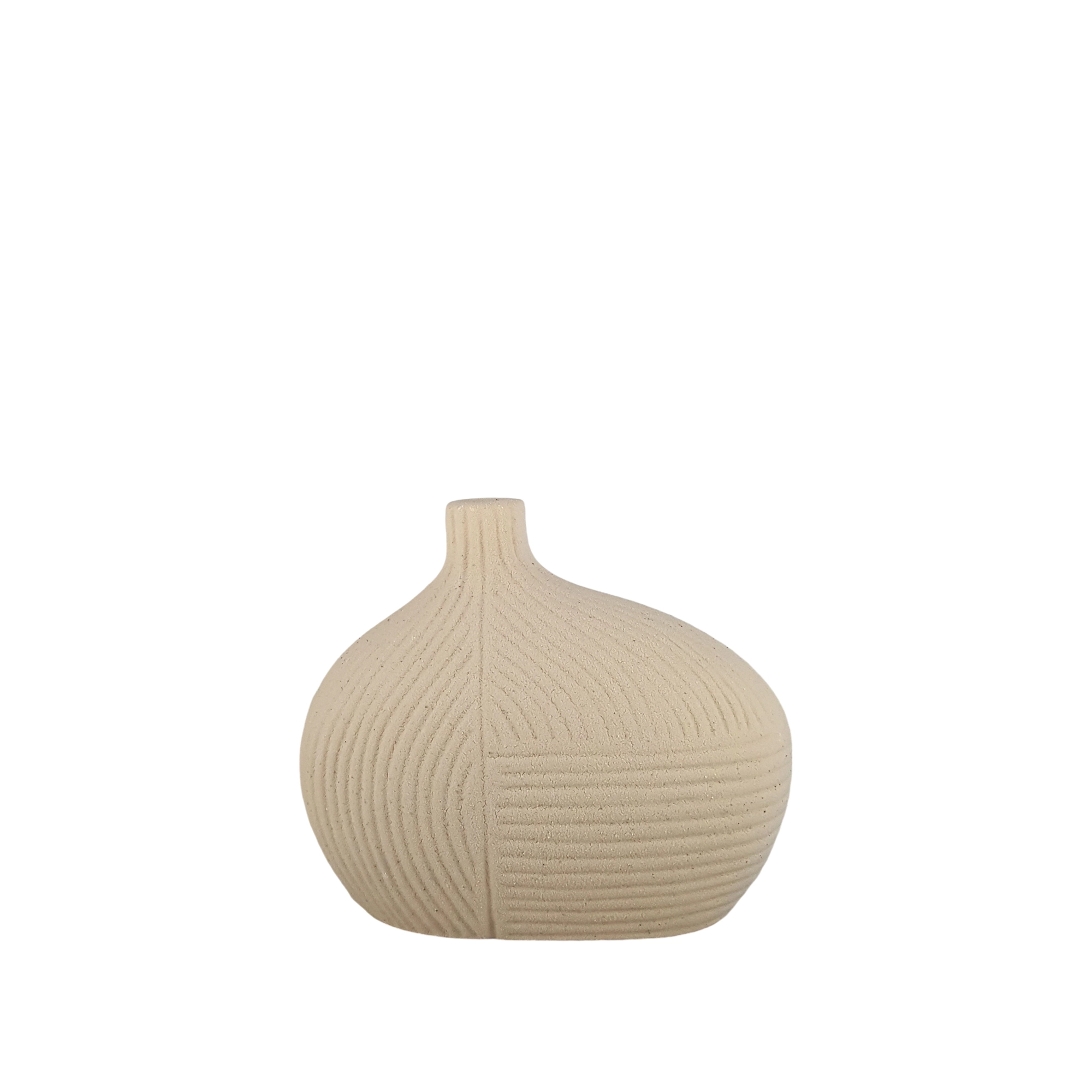 Vaso Ceramica Linhas Organicas Iii Bege 13x16cm G6n6350 Buzzios