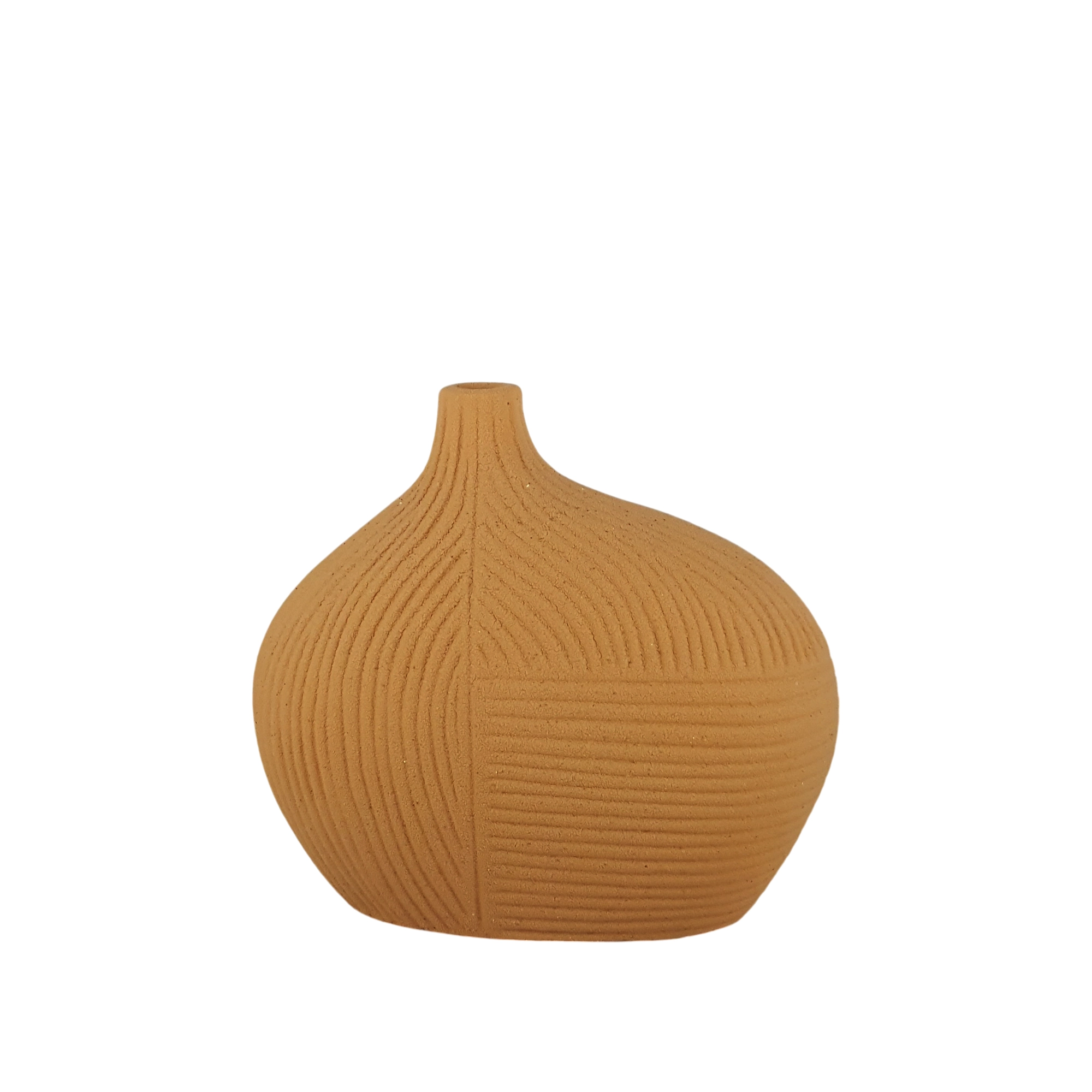 Vaso Ceramica Linhas Organicas Ii Caramelo 17x18cm G4n6250 Buzzios