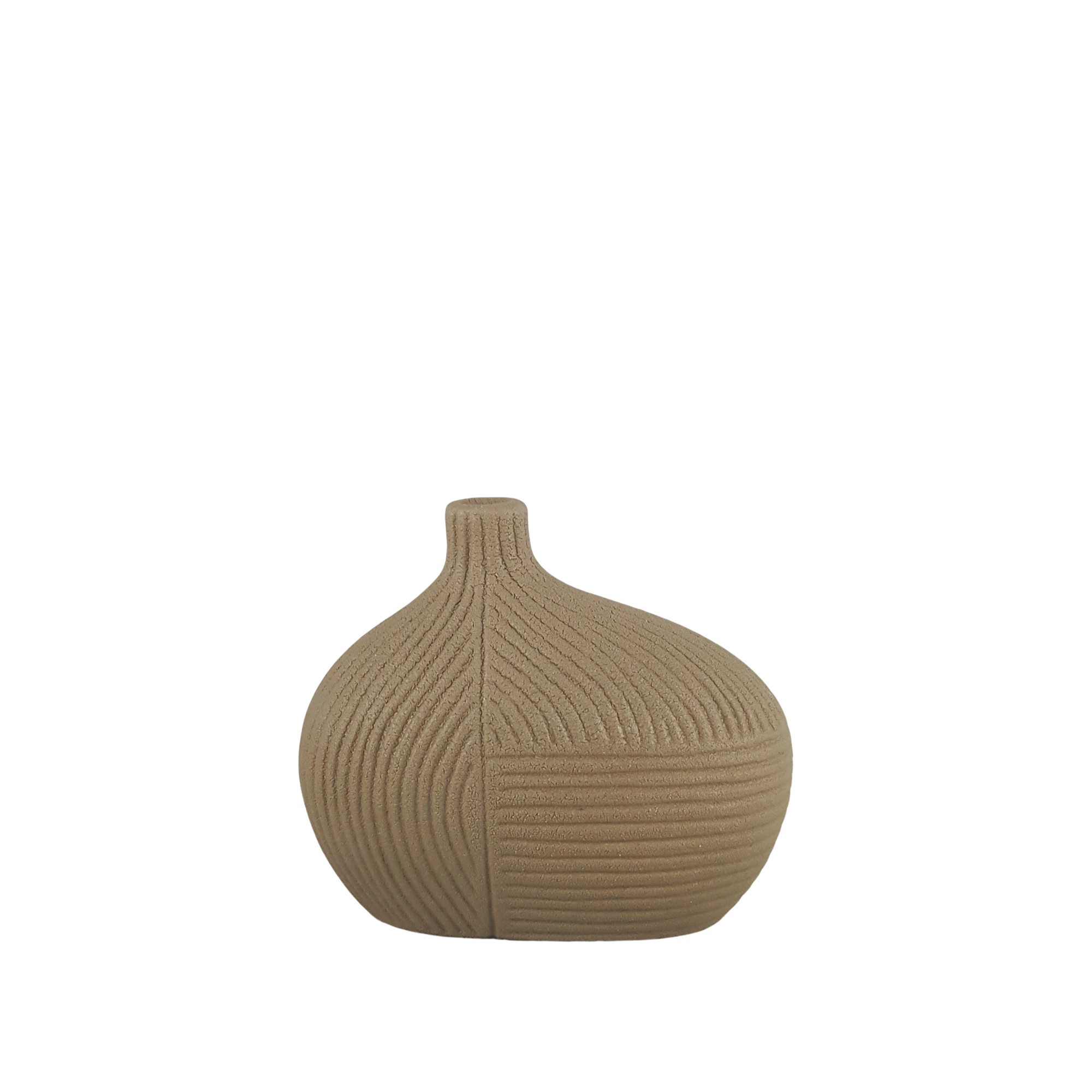Vaso Ceramica Linhas Organicas Iii Marrom 13x16cm G5n6350 Buzzios