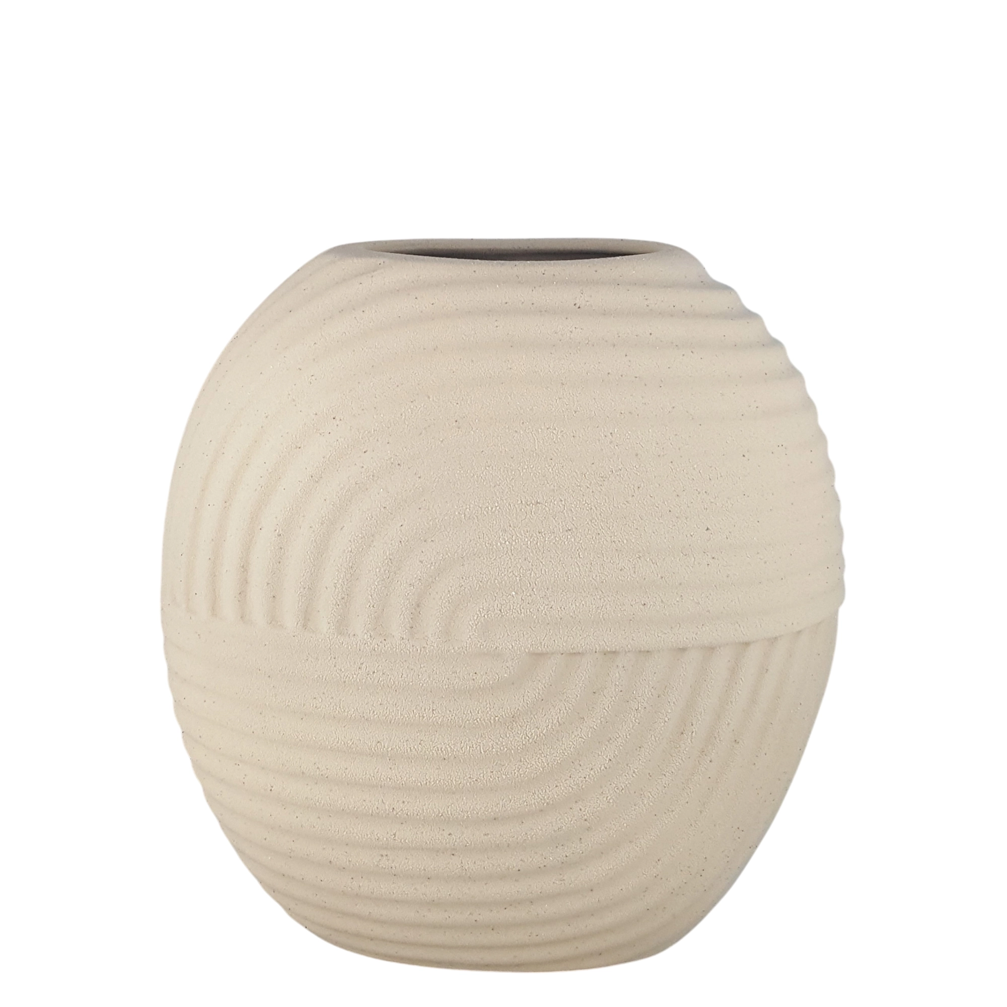 Vaso Ceramica Organico Ii Bege 25x25cm G6n8550 Buzzios