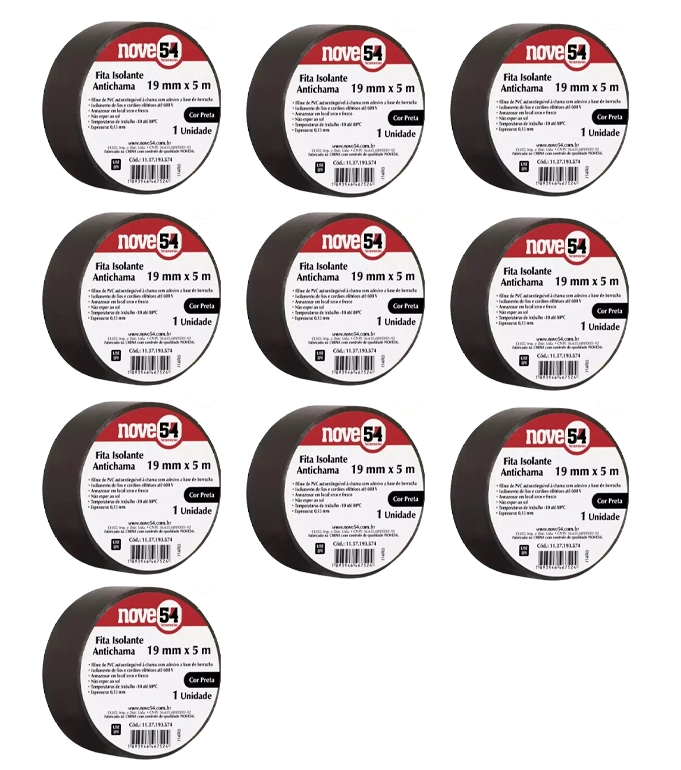 Kit 10 Fita Isolante 19mmx05m Preta 954