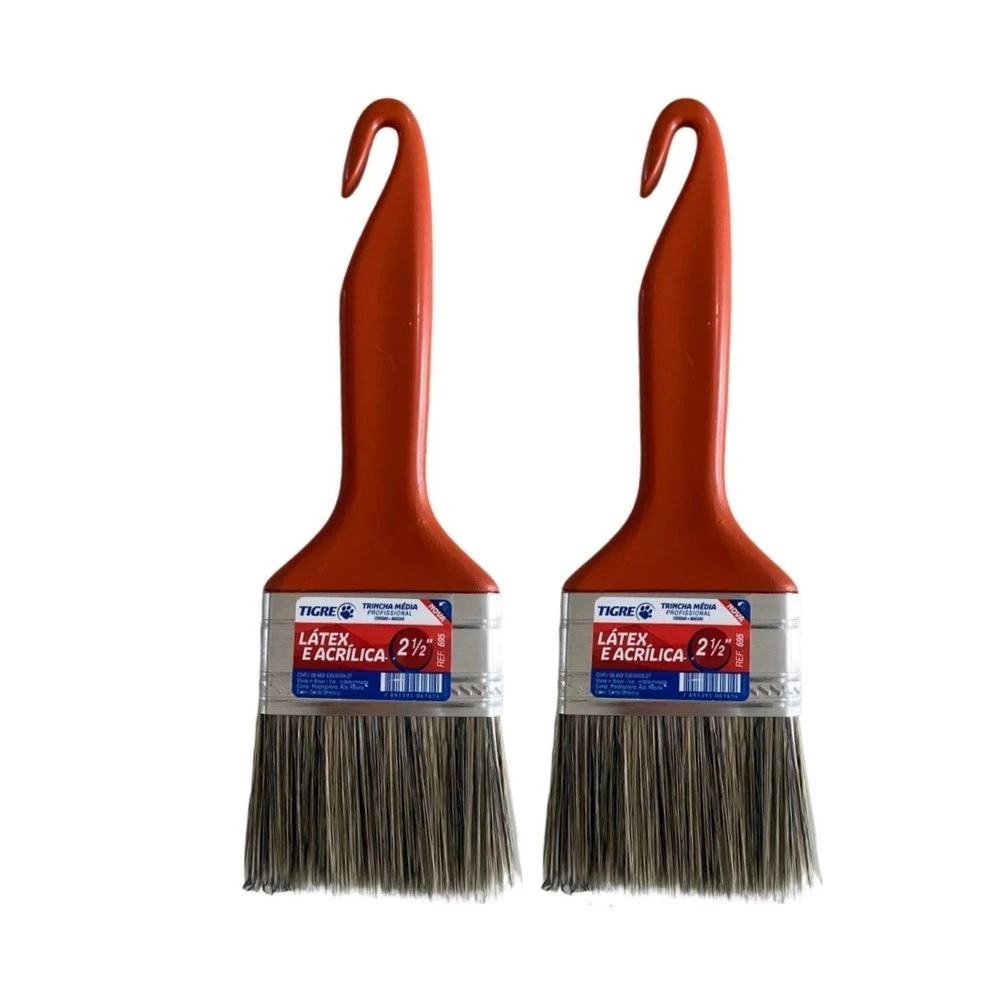 Kit 2 Trincha Pincel P/ Pintura Látex Acrílica 2.1/2 Tigre