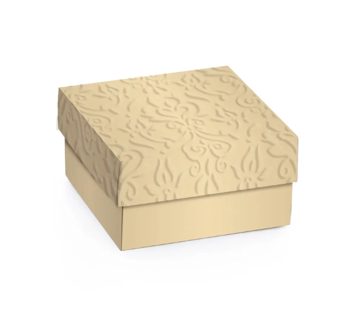 Mini Cx Quadrada Cromus Relevo Ouro P 6,5x6,5x3,5 Un