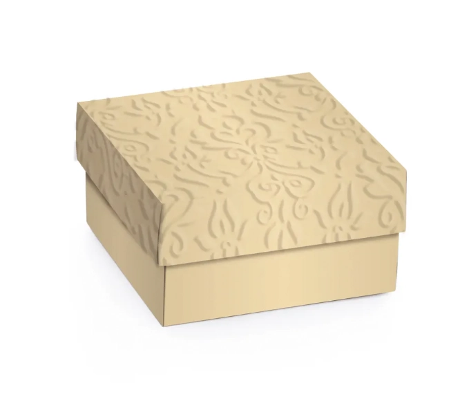 Mini Cx Quadrada Cromus Relevo Ouro M 9,5x9,5x4 Pt C/10 Un