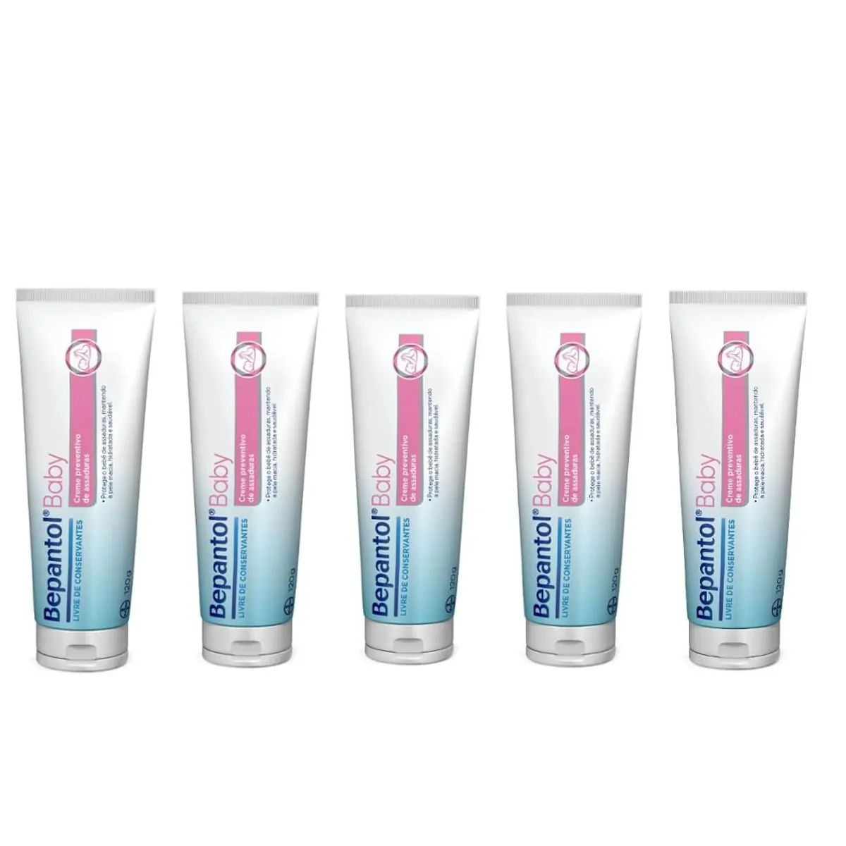 Kit com 5 Cremes Pomada de Assadura 120gr Cada - Bepantol