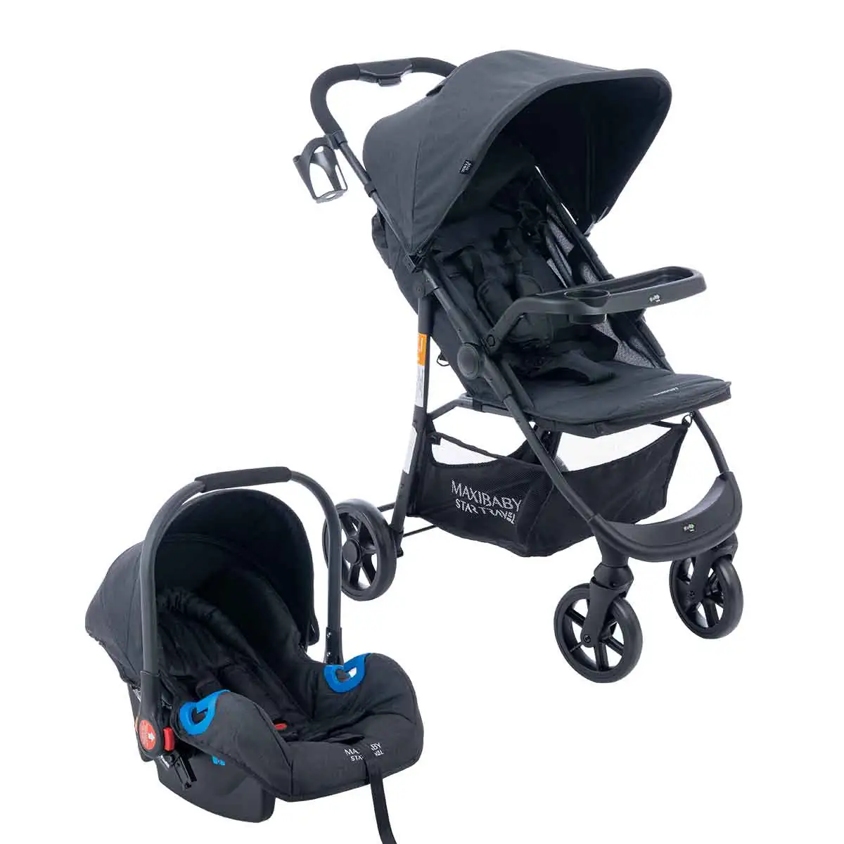 Carrinho de Bebê Com Bebê Conforto Startravel - Maxi Baby - Preto