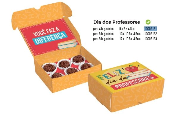 Caixa Brigadeiro C/6 Doces Dia Dos Professores