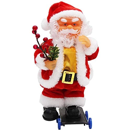 Enfeite Natalino Papai Noel Musical Mov Skate