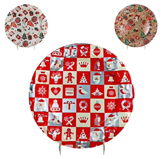 Bandeja Plastica Redonda Figuras Natalinas Sort 37cmx2.5cm Jca8084 Rio Master Natal