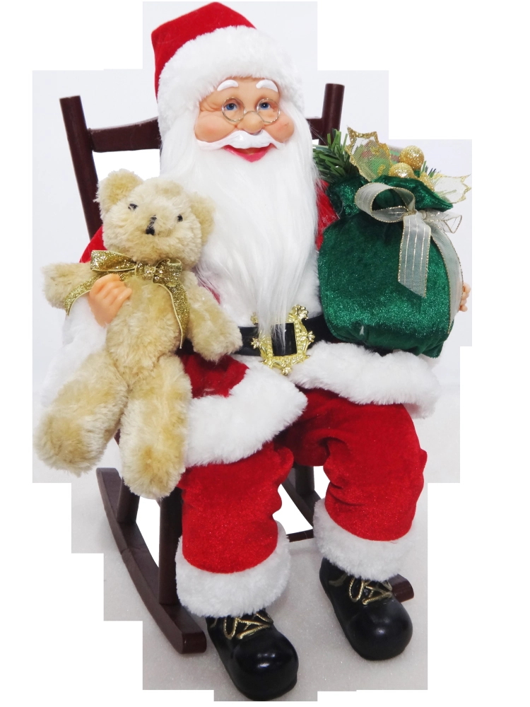 Enfeite Papai Noel Musical Movimento Balanco Saco Urso 45cm Tlj8140 Rio Master Natal