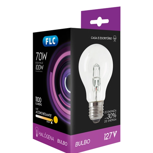 Lampada Halogena A60 E27 70w 127v Flc