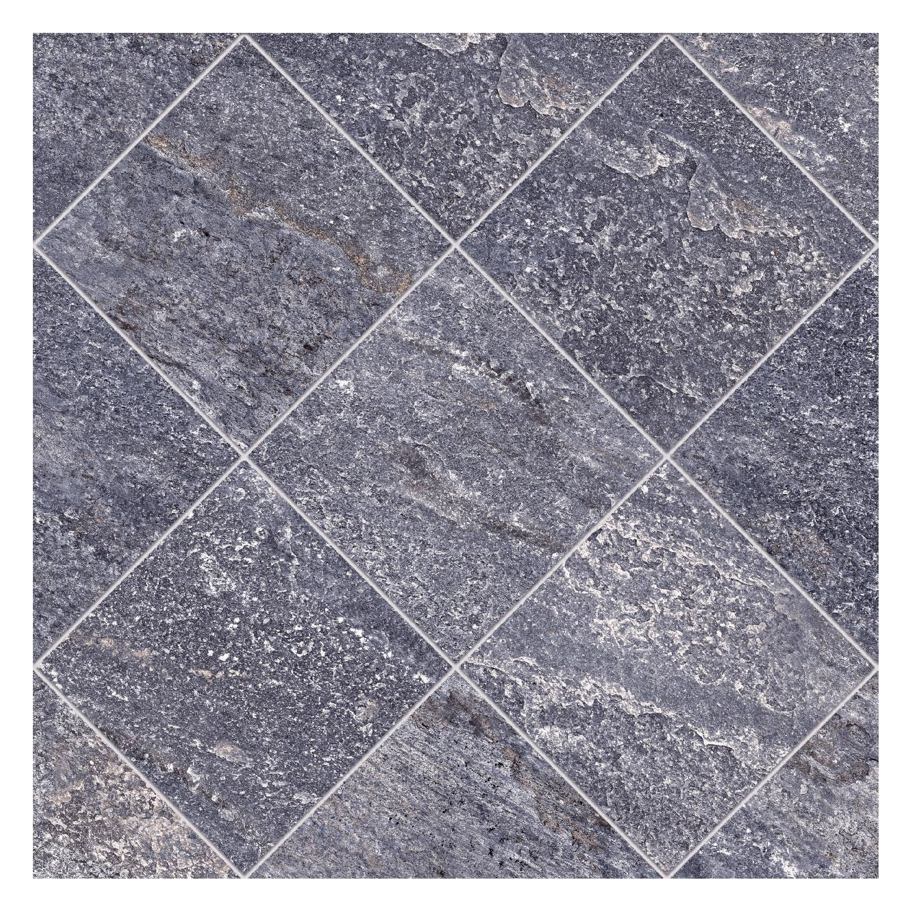 Piso Cerâmico Pedra Granilhado Borda Arredondada Externo 61x61cm Etna Cinza Formigres