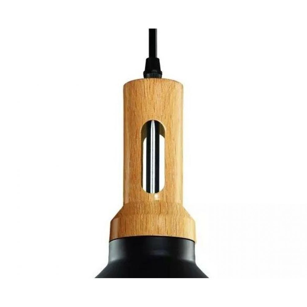 Pendente Gold 1 Lâmp 33cm Preto E Dourado Madeira Bivolt