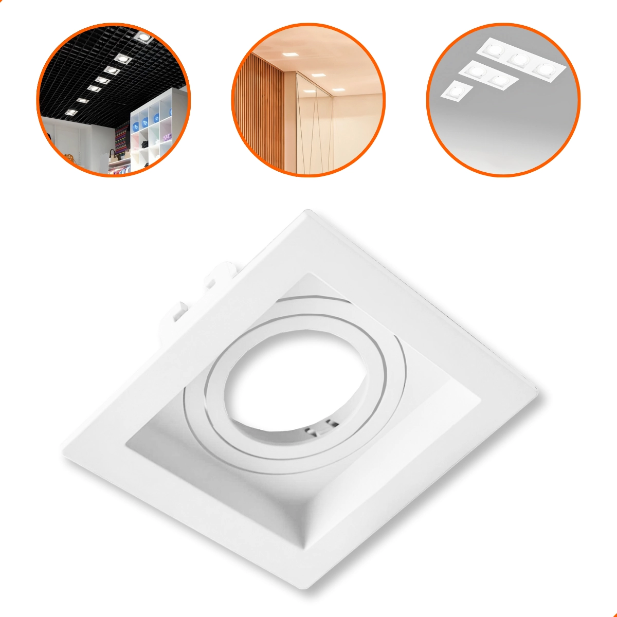 Spot Embutir Recuado Dicroica Gu10 Quadrado Direcionável Branco S/ Lâmpada