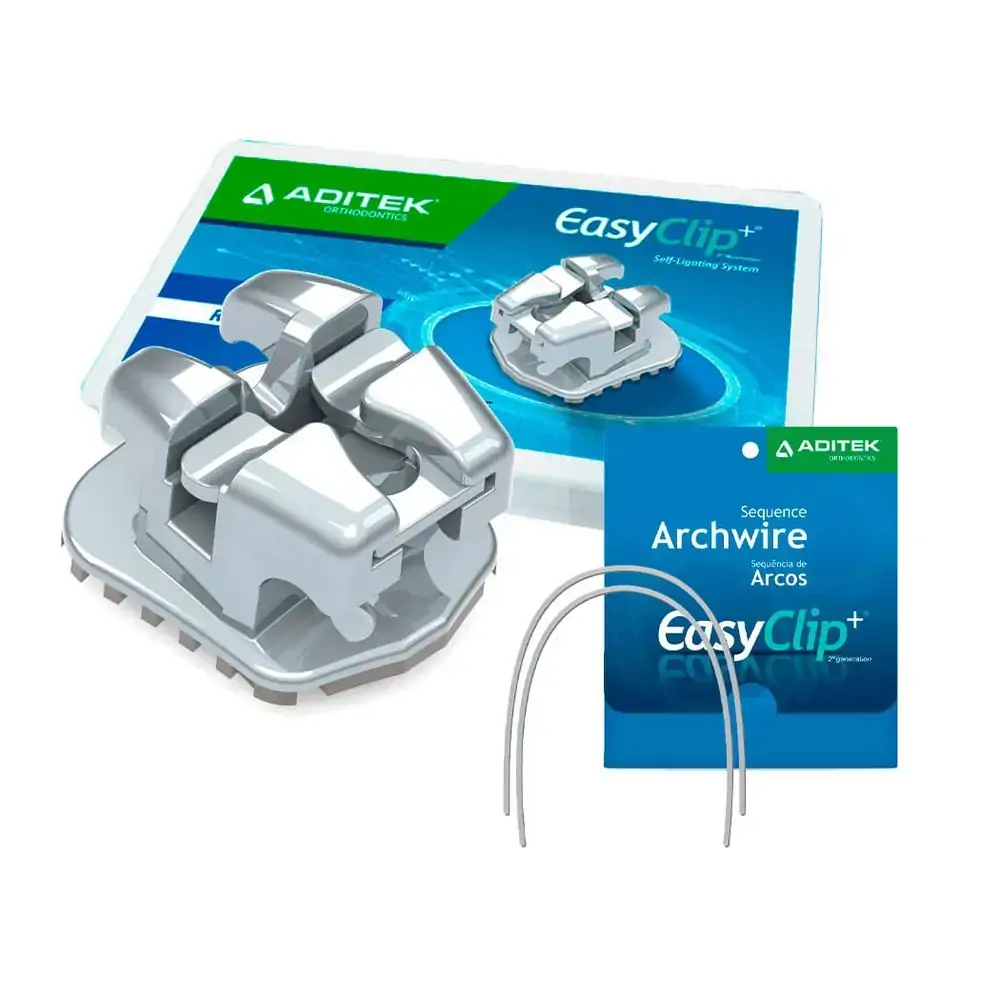 05.28.0390 Bráquete Metálico Autoligado Easyclip+ Hibrido Bidimensional .022 Roth C/Gancho - Aditek