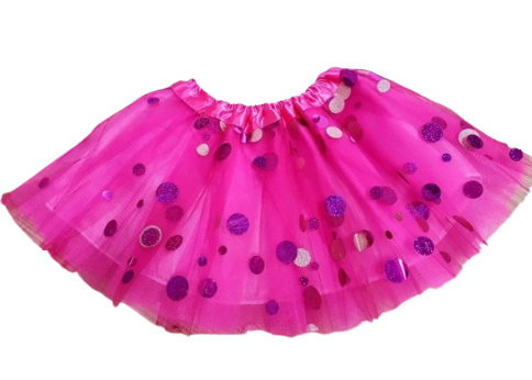Saia Tule Rosa C/bolinhas Met Adulto Cromus