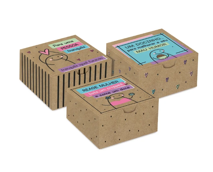 Caixa Presente Brigadeiro 8,5cmx8,5cmx3,5cm Cromus Divertida Flork Sortida