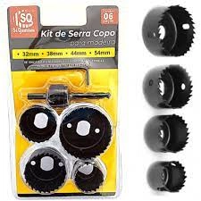 Jogo Kit Serra Copo Profissional 6 Peças Madeira Gesso Pvc - Sq -32-38-44-54 Mm