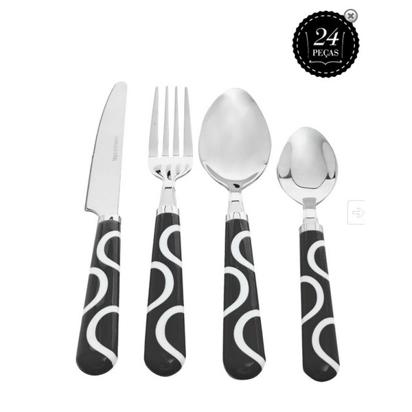 Lol Inox E Plástico Preto 24 Peças