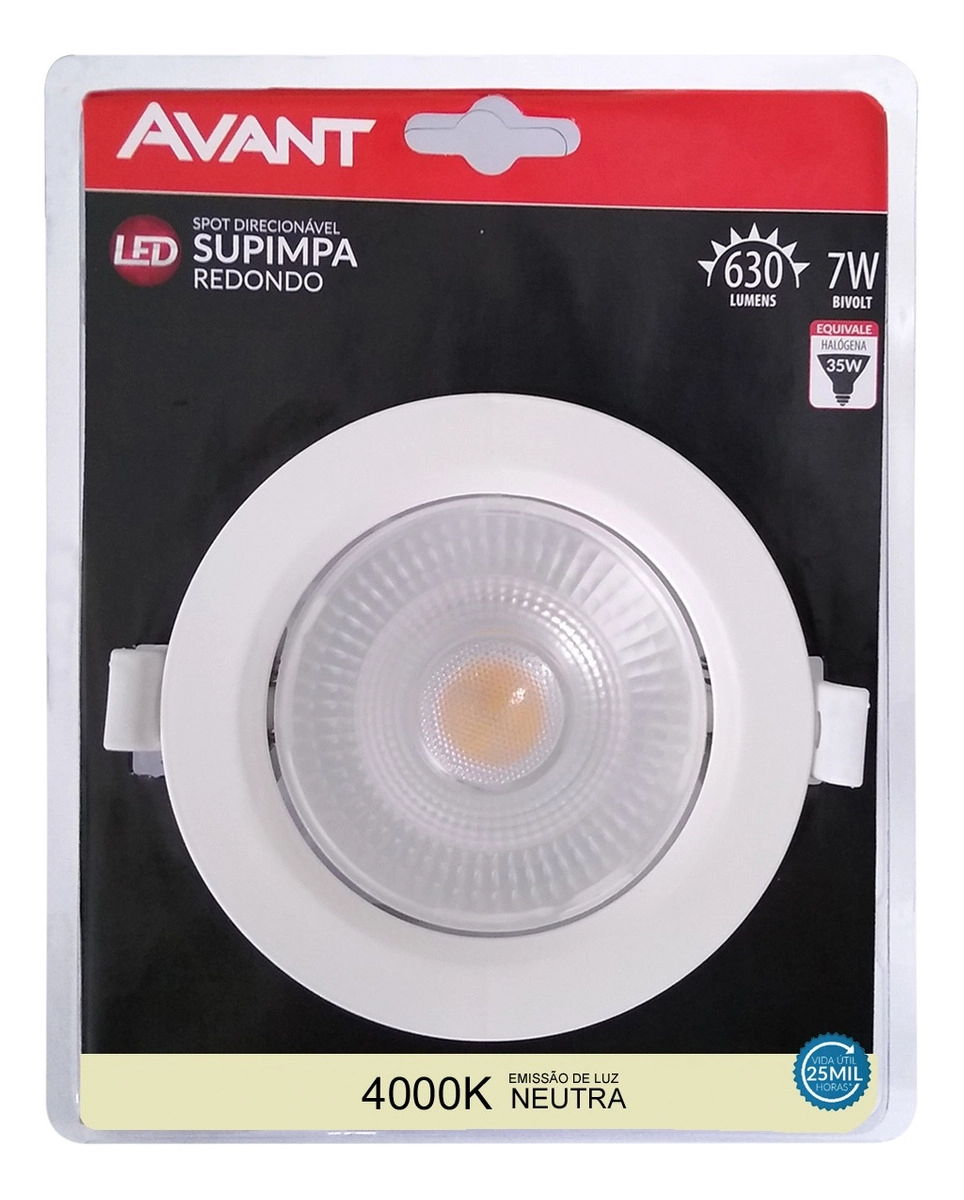 Spot Redondo 7w Branco Neutro Avant
