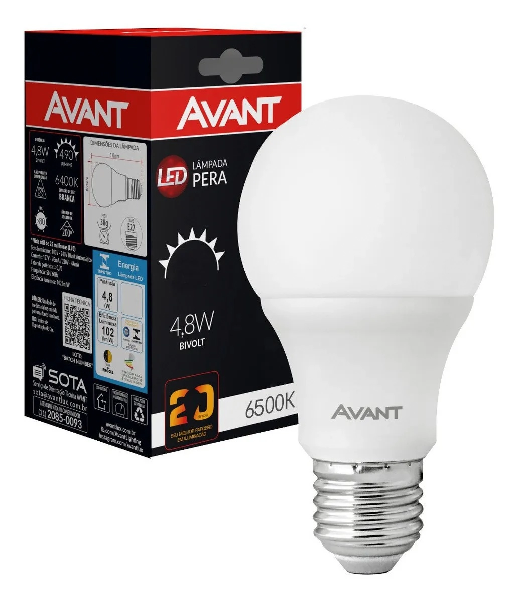 Lampada Avant Led Pera Bivolt 48w