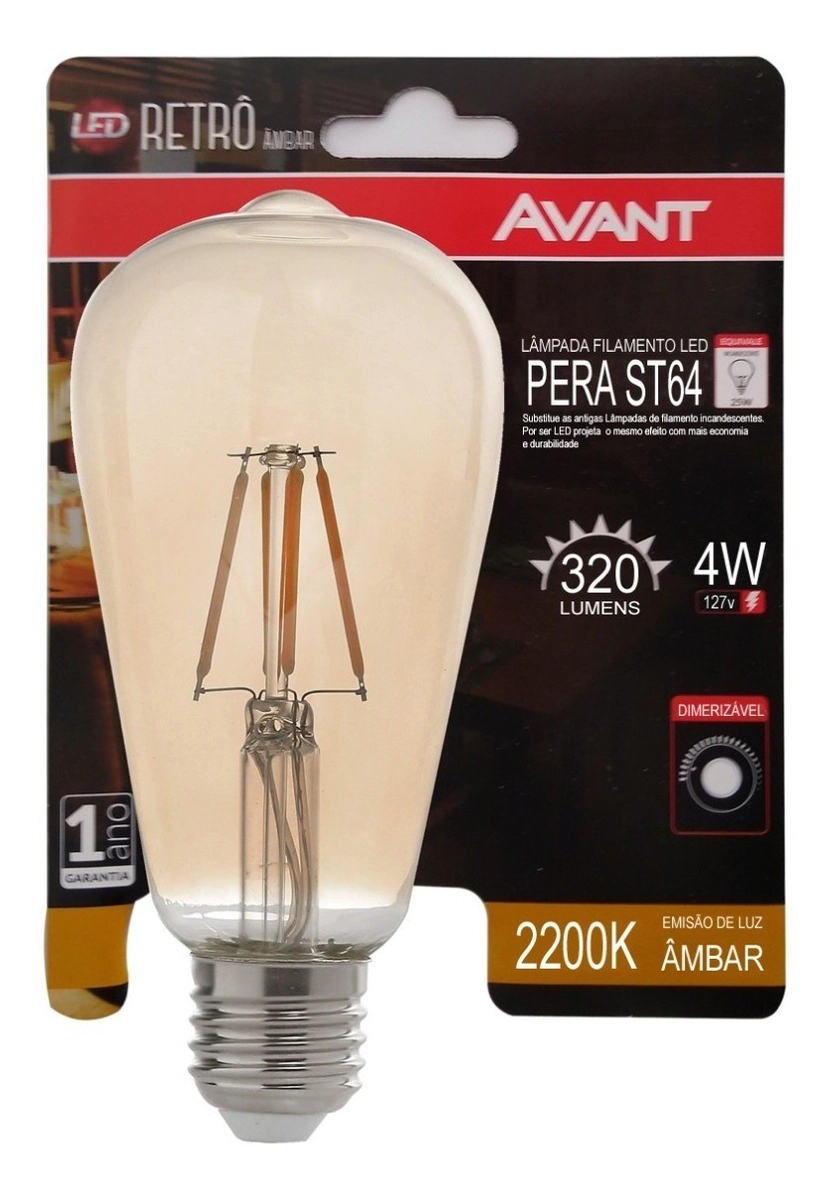 Lampada Retro St64 E27 Dimerizavel 4w 220v Avant