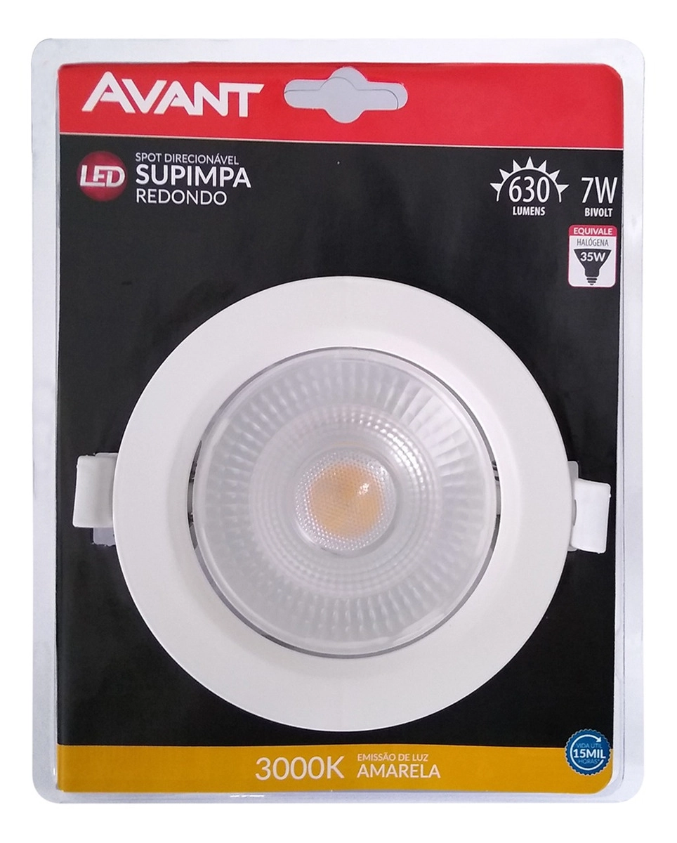 Spot Redondo 7w Branco Quente Avant