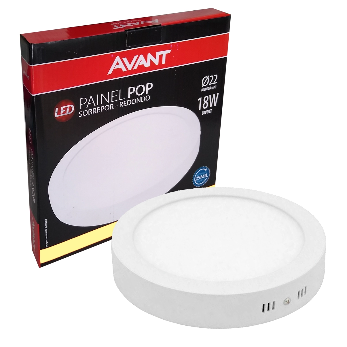 Plafon Redondo Sobrepor 18w Branco Neutro Avant