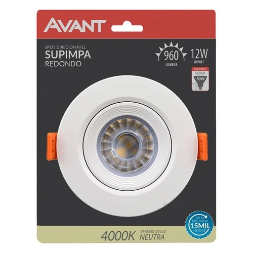 Spot Redondo 12w Branco Neutro Avant